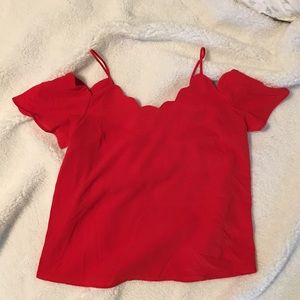 Monteau Cold shoulder scalloped shirt